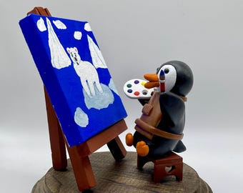 Polymer Clay Penguin Painting
