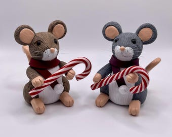 Polymer Clay Christmas Candy Cane Mouse