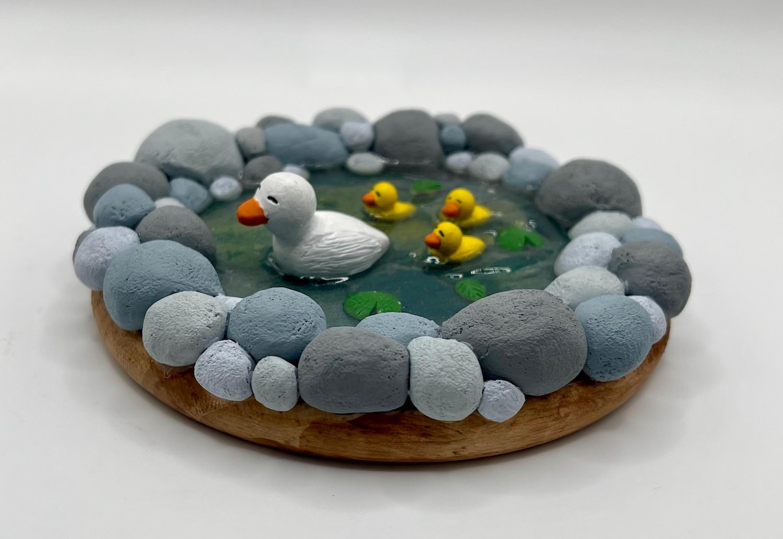 Polymer Clay Ducks Swimming In Pond Etsy