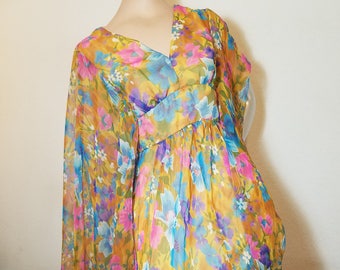 FREE SHIPPING 1960 Sheer Chiffon Evening Gown