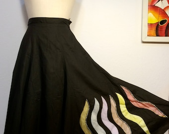 FREE SHIPPING 1950 Hand Painted Full Circle Skirt