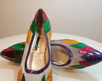 FREE SHIPPING Vintage 1980 Snake Skin Heels
