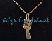 Bronze 50s Classic Retro Vintage Microphone Necklace om Bronze Crossed Chain