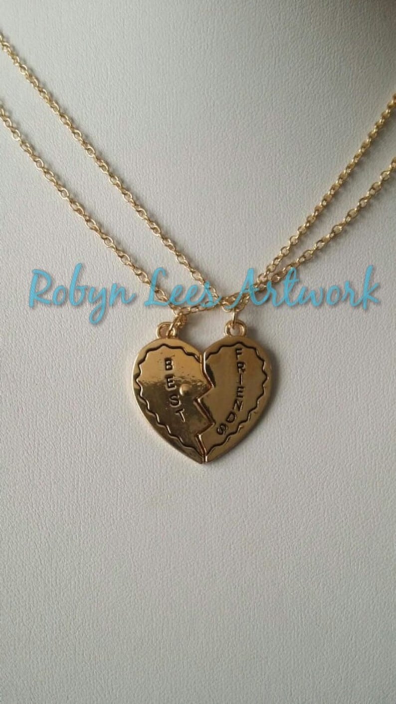 Best Friend Rose Gold Heart Friendship Valentines Necklace Set Etsy