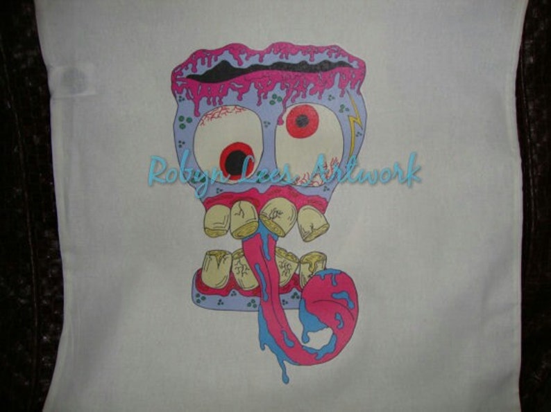 Drooling Skull Cotton Canvas Tote Bag