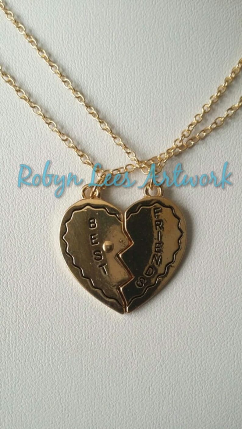 Best Friend Rose Gold Heart Friendship Valentines Necklace Set Etsy