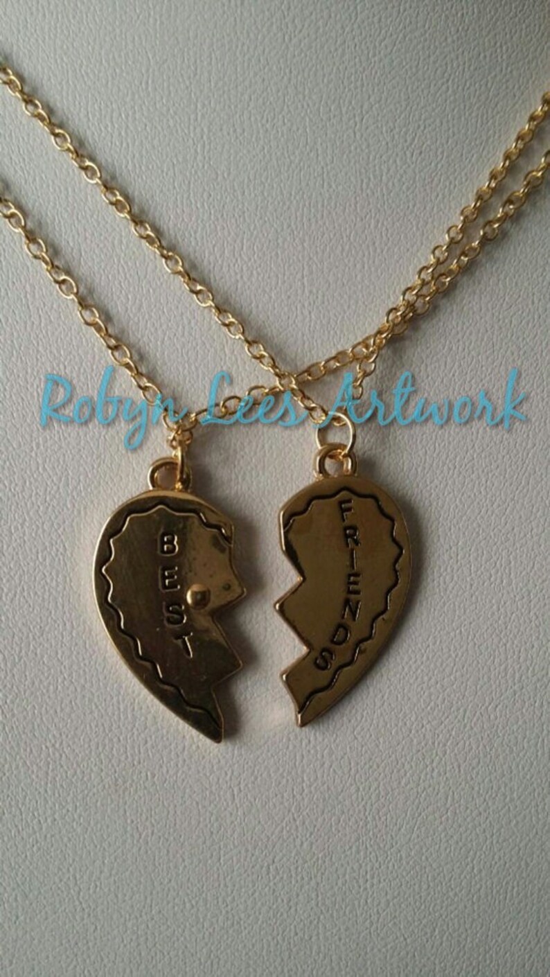 Best Friend Rose Gold Heart Friendship Valentines Necklace Set Etsy