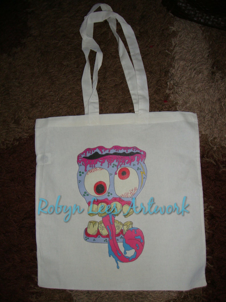 Drooling Skull Cotton Canvas Tote Bag