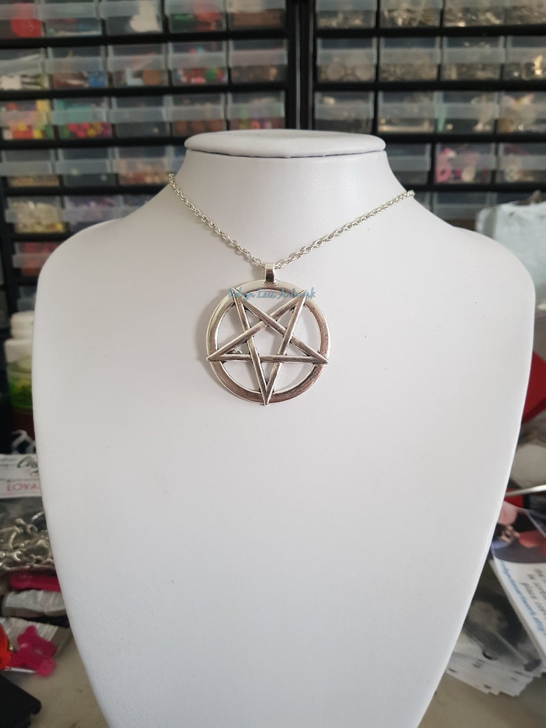 925 sterling silver wicca pentagram pendant necklace jewelry art A2