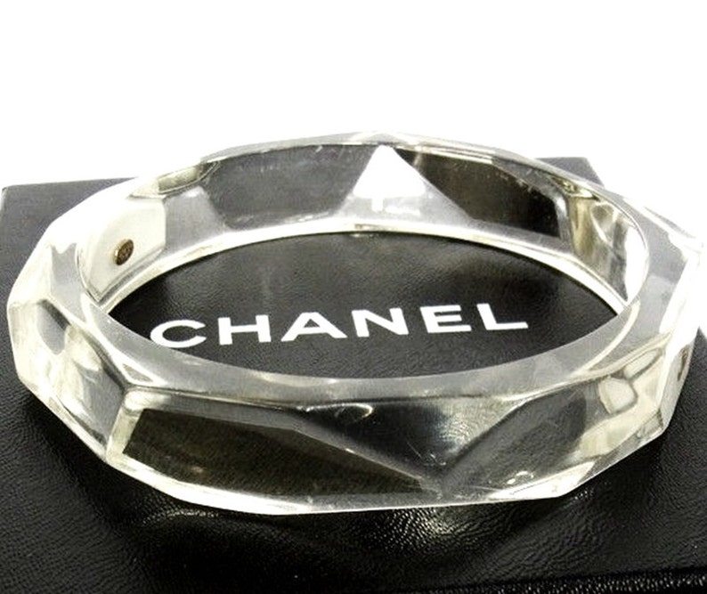 Authentic CHANEL Clear Lucite Bangle Bracelet with CC Logo Etsy