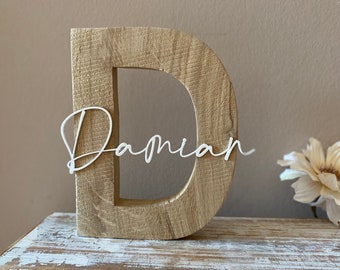 Letter with name (nature) | Name plate wood | Birth gift| Wooden letter | Baptism gift