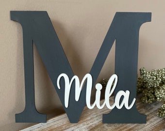 Letter with name made of wood | Gift birth | Name tag | Baptism Gift | wooden letter| Door sign