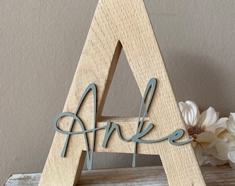 Solid letter | personalizable | children's room decoration | baptism | birth gift | baby shower | wooden letter