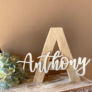 Solid wood letters | 20 cm height | baptism gift | Birth gift | Wooden letter