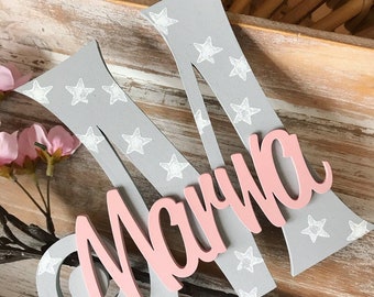 Letter with name made of wood | Baptism gift | Name tag | lettering | Baby gift