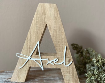 Buchstabe mit Namen (Natur) | Namensschild Holz | Geschenk zur Geburt| Holzbuchstabe | Taufgeschenk