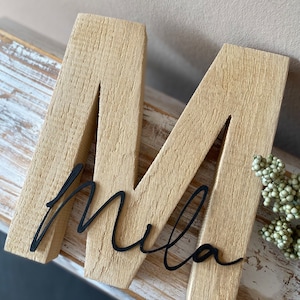 Letter with name (nature) | Name plate wood | Birth gift| Wooden letter | Baptism gift