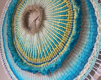 Wandobjekt „Aruba“ | gewebt | Wandbehang | fibreart | makramee | woven Art | Webkunst | Webrahmen