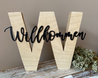 Massivholz Buchstabe „Willkommen“| holzbuchstabe | Flurdeko | Flur | Welcome | woodenletters |