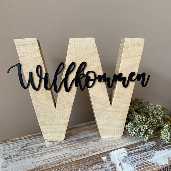 Massivholz Buchstabe „Willkommen“| holzbuchstabe | Flurdeko | Flur | Welcome | woodenletters |