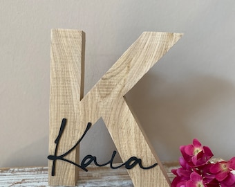 Buchstabe mit Namen (Natur) | Namensschild Holz | Geschenk zur Geburt| Holzbuchstabe | Taufgeschenk