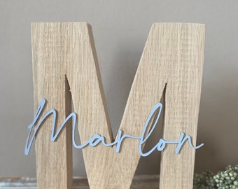 Letter with name (natural) | Wooden nameplate | Gift for birth | Wooden letter | Christening gift | Nursery decor