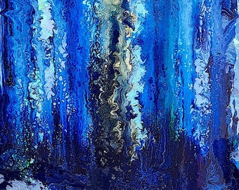 Big Blue Heaven 30x40' Acrylic Pour Painting as seen on YouTube