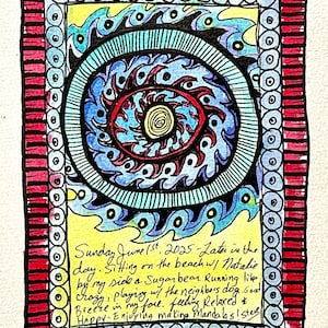 Beach Breeze Mandala – June 1, 2025 – Hand-Drawn Mindfulness Art Print