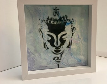 Face of Buddha - 10x10" from the Namaste Series in Shadowbox Frame Yoga Meditation