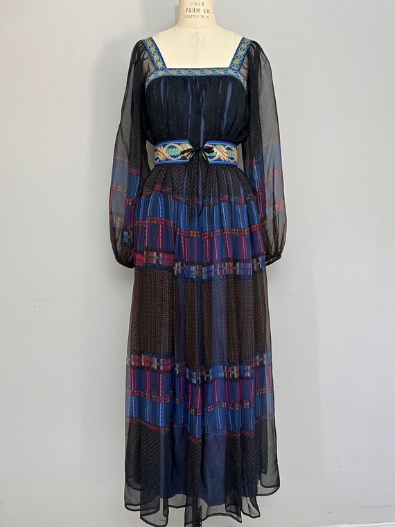 Vintage 70s Victor Costa Maxi Evening Dress Vinta… - image 2