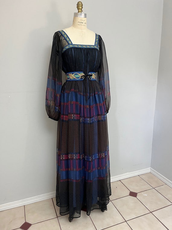 Vintage 70s Victor Costa Maxi Evening Dress Vinta… - image 3