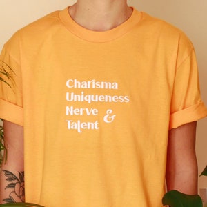 Charisma Einzigartigkeit Nerven und Talent Ru Paul Drag Race bestickt Slogan T Shirt