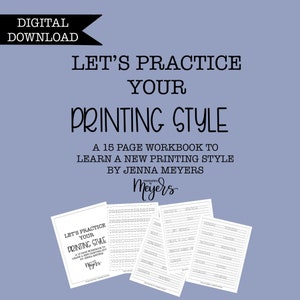 Printing Style Digital Download (15 PAGES)