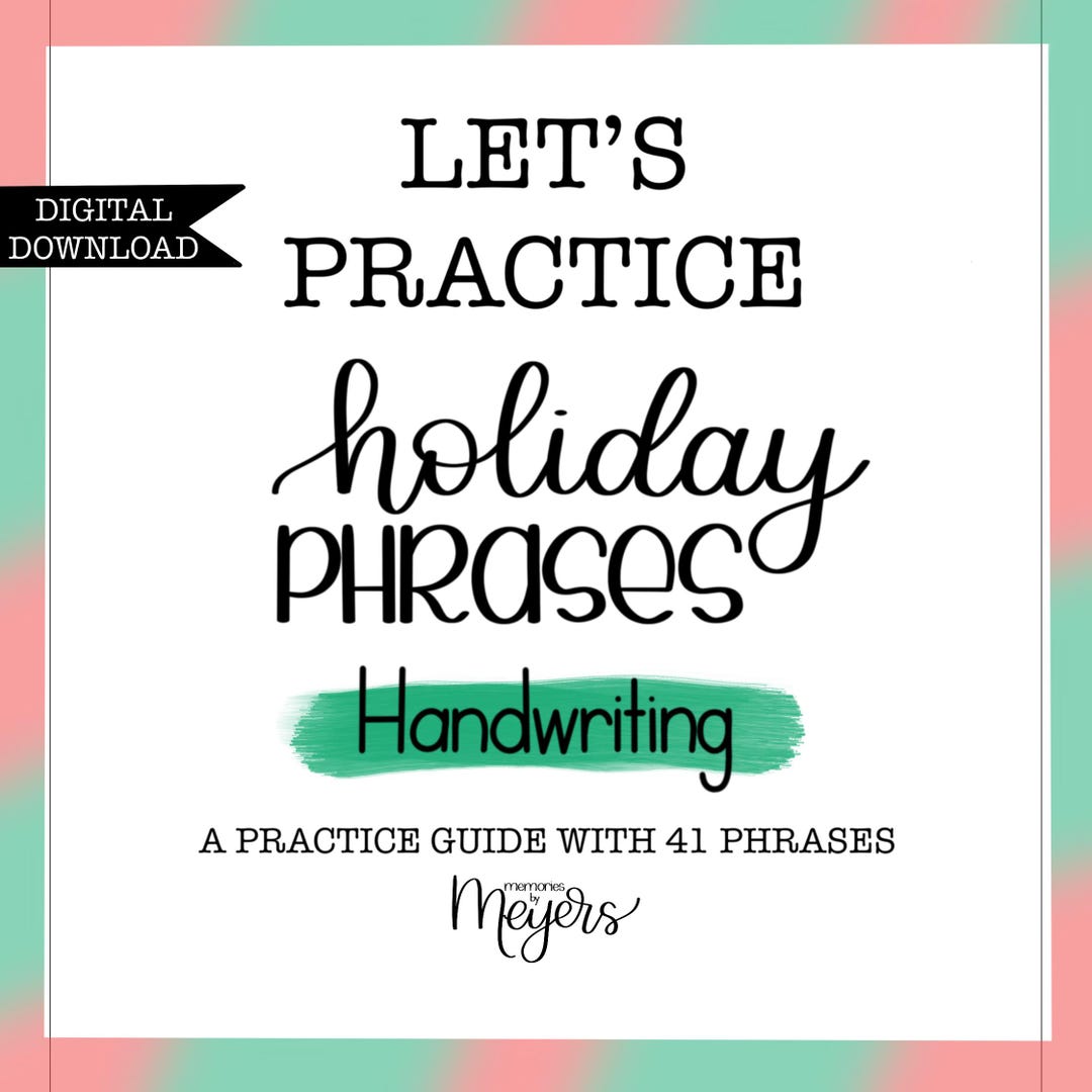 Holiday Phrases Handwriting Style DIGITAL DOWNLOAD (41 Phrases) - Etsy