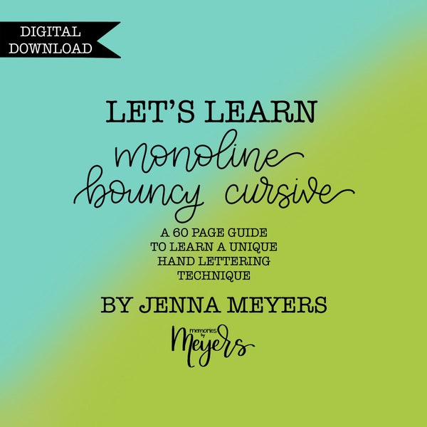 DIGITAL DOWNLOAD Monoline Bouncy Cursive Lettering Workbook (60 PAGES)