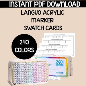 DIGITAL DOWNLOAD Languo 240 Acrylic Brush Marker Swatch Cards