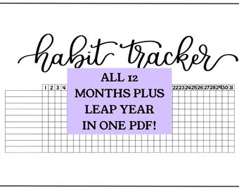 DIGITAL Monthly Habit Tracker Printable | Hand-Drawn Minimal Design (PDF Download)