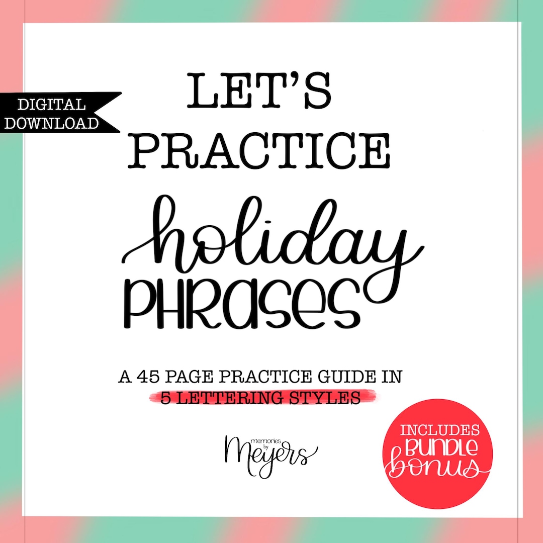 Holiday BUNDLE DIGITAL DOWNLOAD (41 Phrases, 5 Lettering Styles) - Etsy