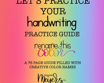 PDF Handwriting Practice Guide: Rename This Color Digital Download (76 pages)