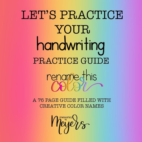 PDF Handwriting Practice Guide: Rename This Color Digital Download (76 pages)