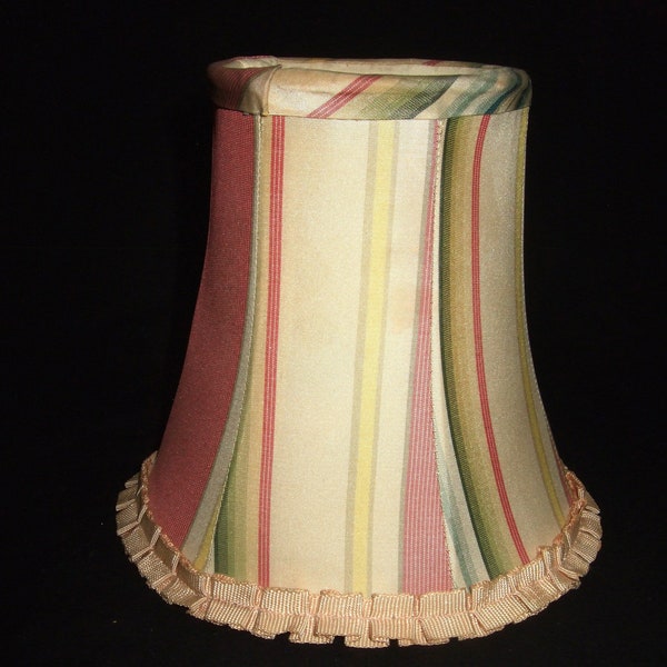 Vintage Striped Clip on Lamp Shade with ruffle, 5 1/4" tall