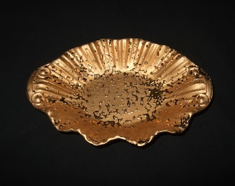 Vintage Weeping Gold Trinket Dish, MCM, Hollywood Glam