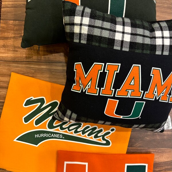 University T-shirt Throw Pillow, College Pillow, Hurricanes, Dorm Decor, Graduation Gift, Alumni Christmas Gift, Canes, Bed Party, Miami