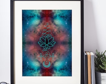 Sacred Geometry Unalome Zen Enlightenment Spiritual Yoga Symbol Buddhist Space Stars Galaxy Universe Outer Space Print Instant Download
