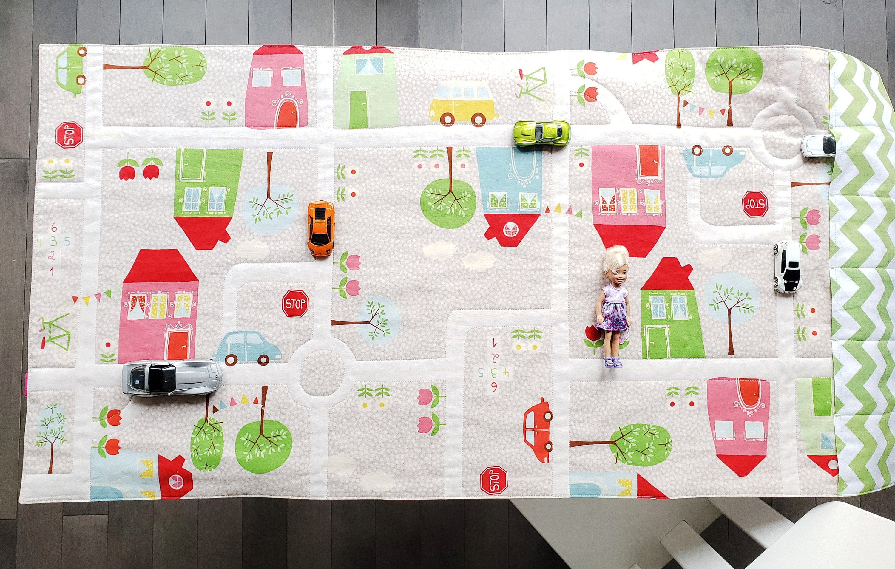 Town Road Play Mat Fold Up Travel Road Activity Fabric Toy Etsy
