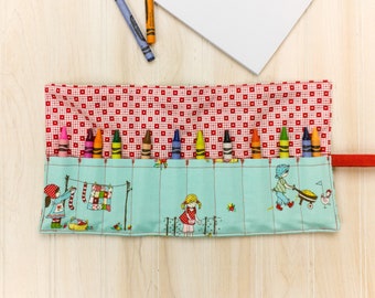 Crayon Holder - Marker Roll Up Wallet - Kid's Craft Carrier - Party Favour - Travel Colouring Toy - Personalized Child's Gift - Farm Kids