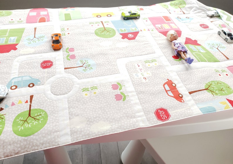 Town Road Play Mat Fold Up Travel Road Activity Fabric Toy Etsy