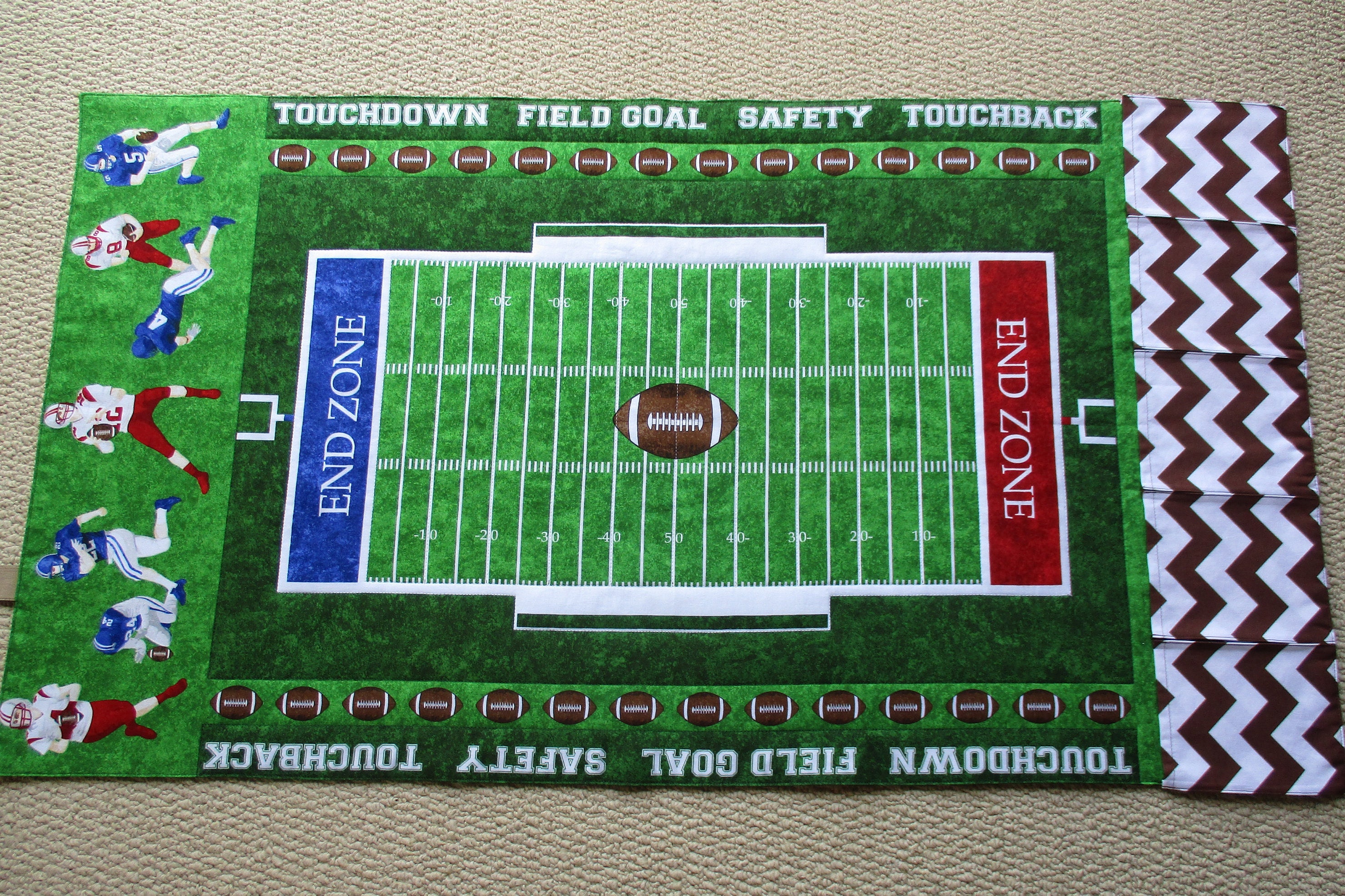 Football Play Mat Fold Up Travel Football Field Play Mat Quilt With