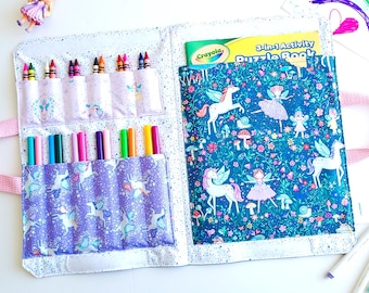 Crayon Colouring Book Carrier - Travel Activity Case - Marker Fold up ...