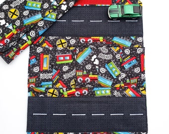 Toy Car Carrier - Fabric Wallet for Small Toy Cars  - Travel Activity - Road Play Mat - Train Pretend Play - Personalised Child Gift